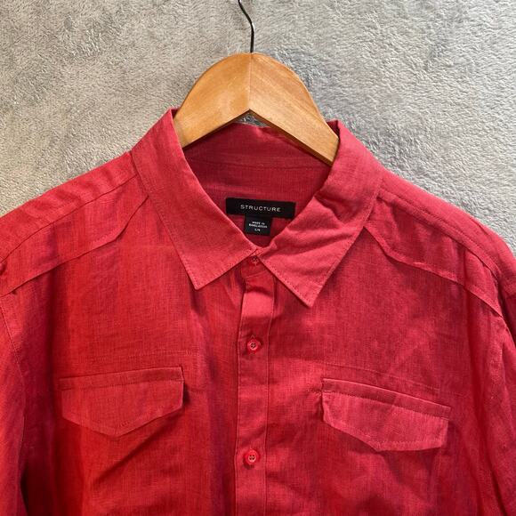 Structure Shirt Men Size Large Button Up Long Sleeve Coastal Beach Resortwear - Picture 3 of 13